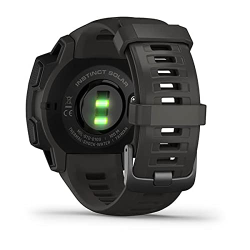 Garmin Instinct Solar, Solar-Powered Rugged Outdoor Smartwatch, Built-in Sports Apps and Health Monitoring, Graphite