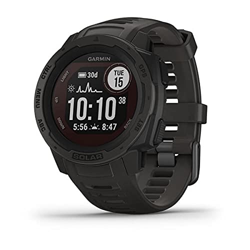 Garmin Instinct Solar, Solar-Powered Rugged Outdoor Smartwatch, Built-in Sports Apps and Health Monitoring, Graphite
