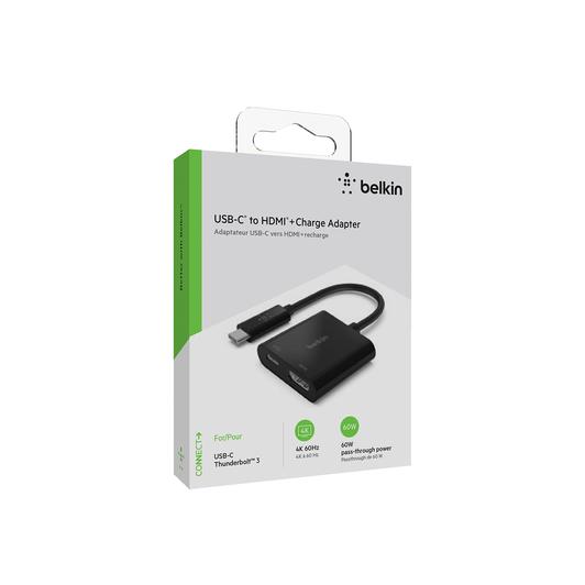 Belkin - USB-C To HDMI and Charge Adapter 60W - Black