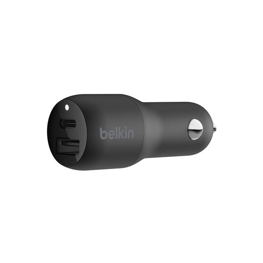 Belkin - Dual Port USB-C Power Delivery 18W and USB-A 12W Car Charger - Black