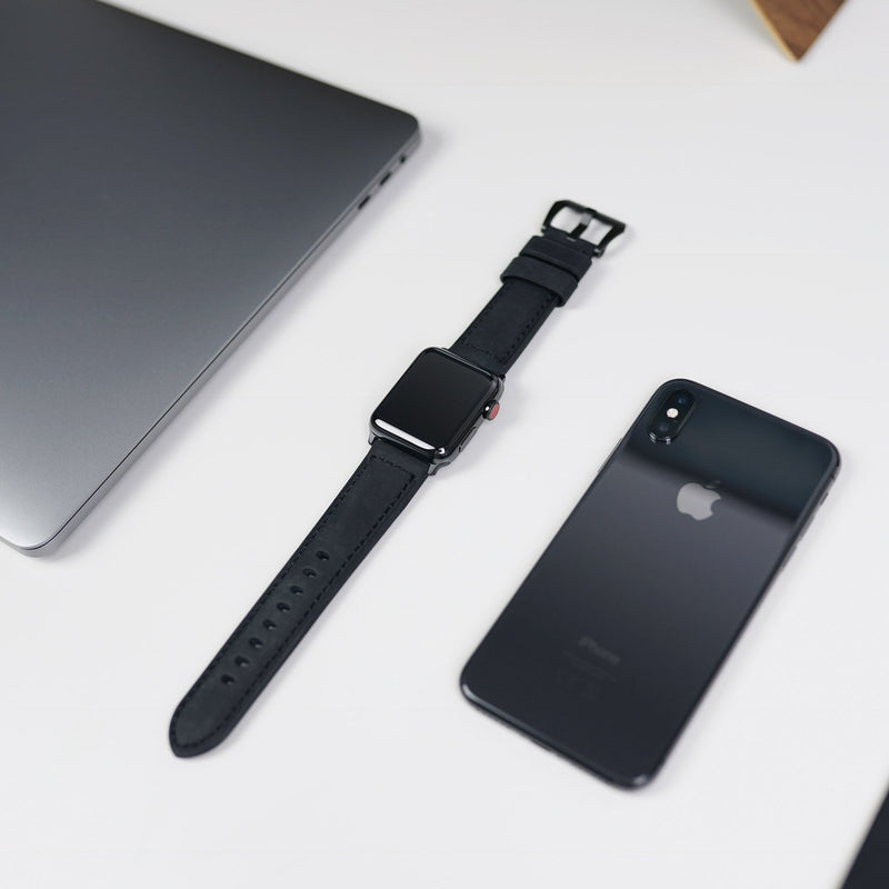 Leather Apple Watch Strap - Black Edition by Bullstrap