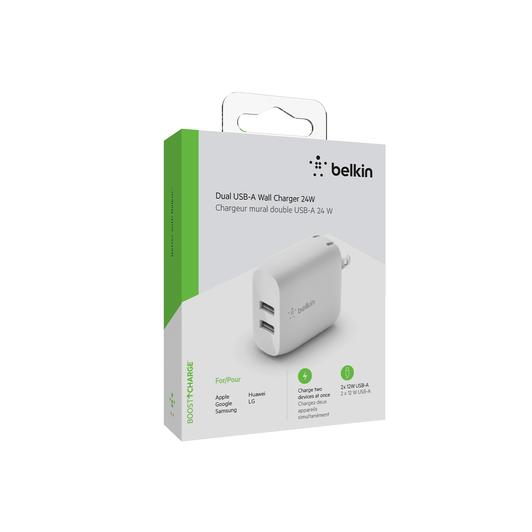 Belkin - Dual Port USB-A 24w Wall Charger - White
